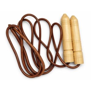 NIMBLE CUERDA PARA SALTAR DE CUERO PUÑO DE MADERA