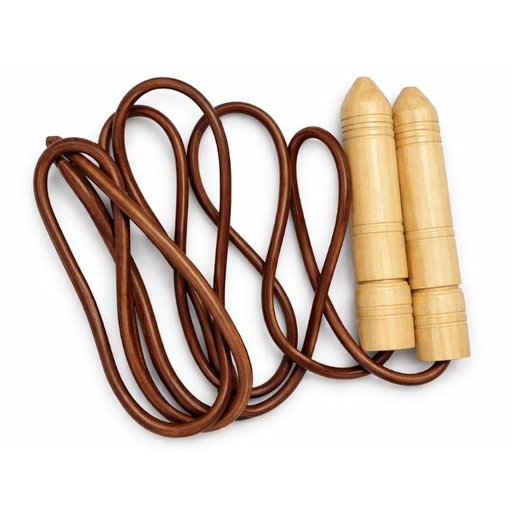 NIMBLE CUERDA PARA SALTAR DE CUERO PUÑO DE MADERA