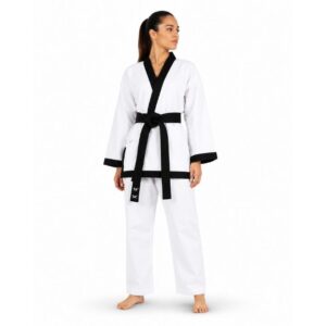 ASIANA UNIFORME DE KARATE KARATEGUI GOLJI BLANCO VIVO NRGRO COD.KAR127