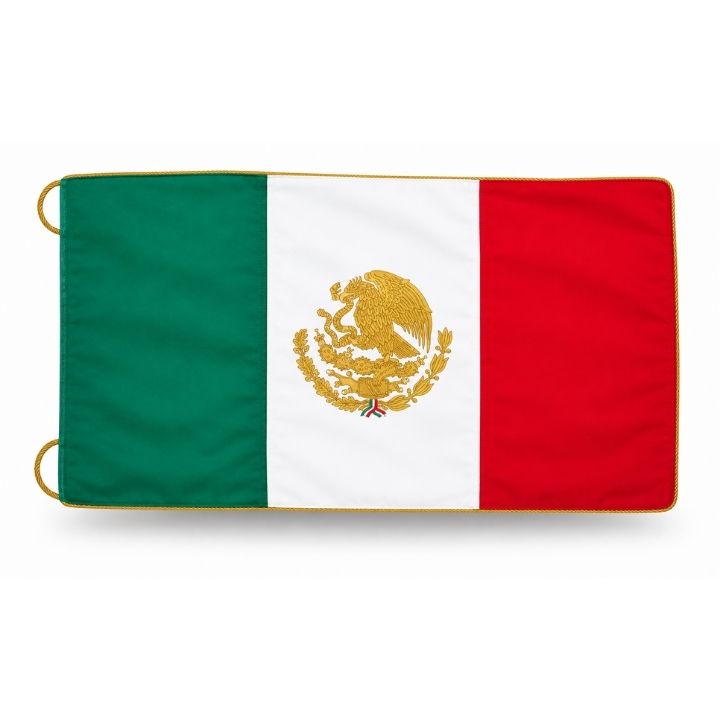 BANDERA DE ESCRITORIO DE RAZO BORDADA CON HILO DORADO